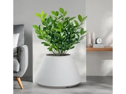 Jarrón de resina para plantas interior/exterior diseño redondo cónico d.60x35h Stromboli Blanco Clearance