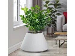 Jarrón de resina para plantas interior/exterior diseño redondo cónico d.60x35h Stromboli Blanco Clearance