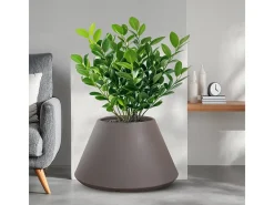 Jarrón de resina para plantas de interior y exterior diseño redondo cónico d.60x35h Stromboli Tortora Marru00f3n chocolate Online