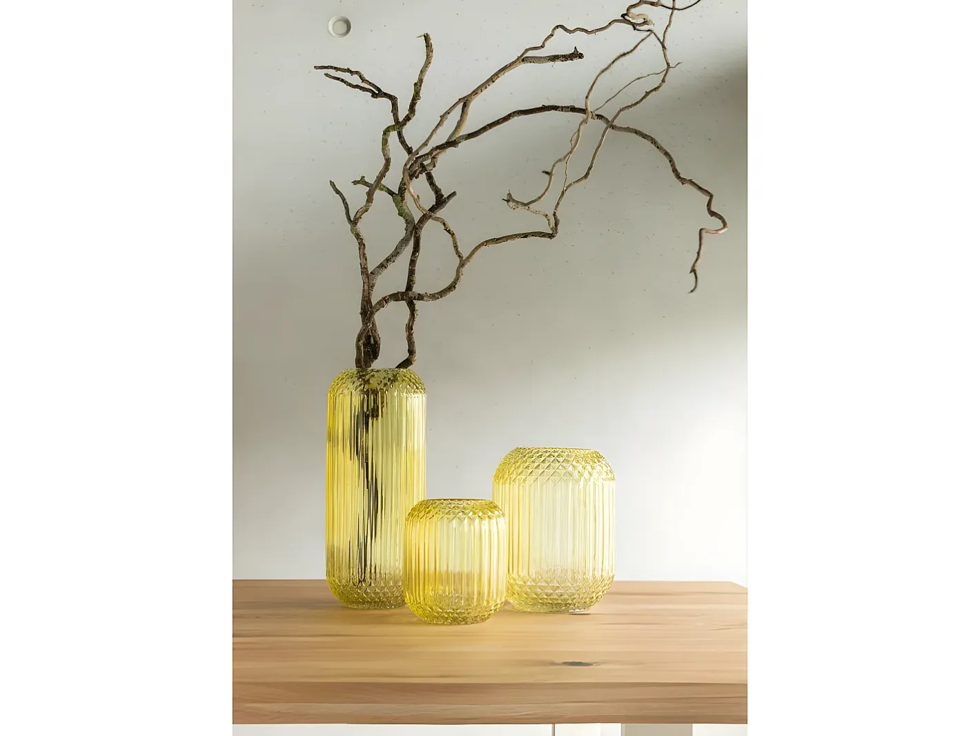 Outlet J-Line Jarrón de vidrio recto L18*l18*H19cm Amarillo
