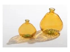 J-Line Jarrón de vidrio ámbar en forma de botella de 46x45x48 cm Amarillo Discount