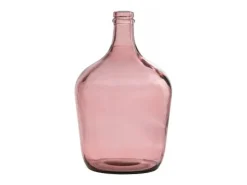 J-Line Jarrón de vidrio en forma de damajuana de 18x18x30 cm Rosa Discount
