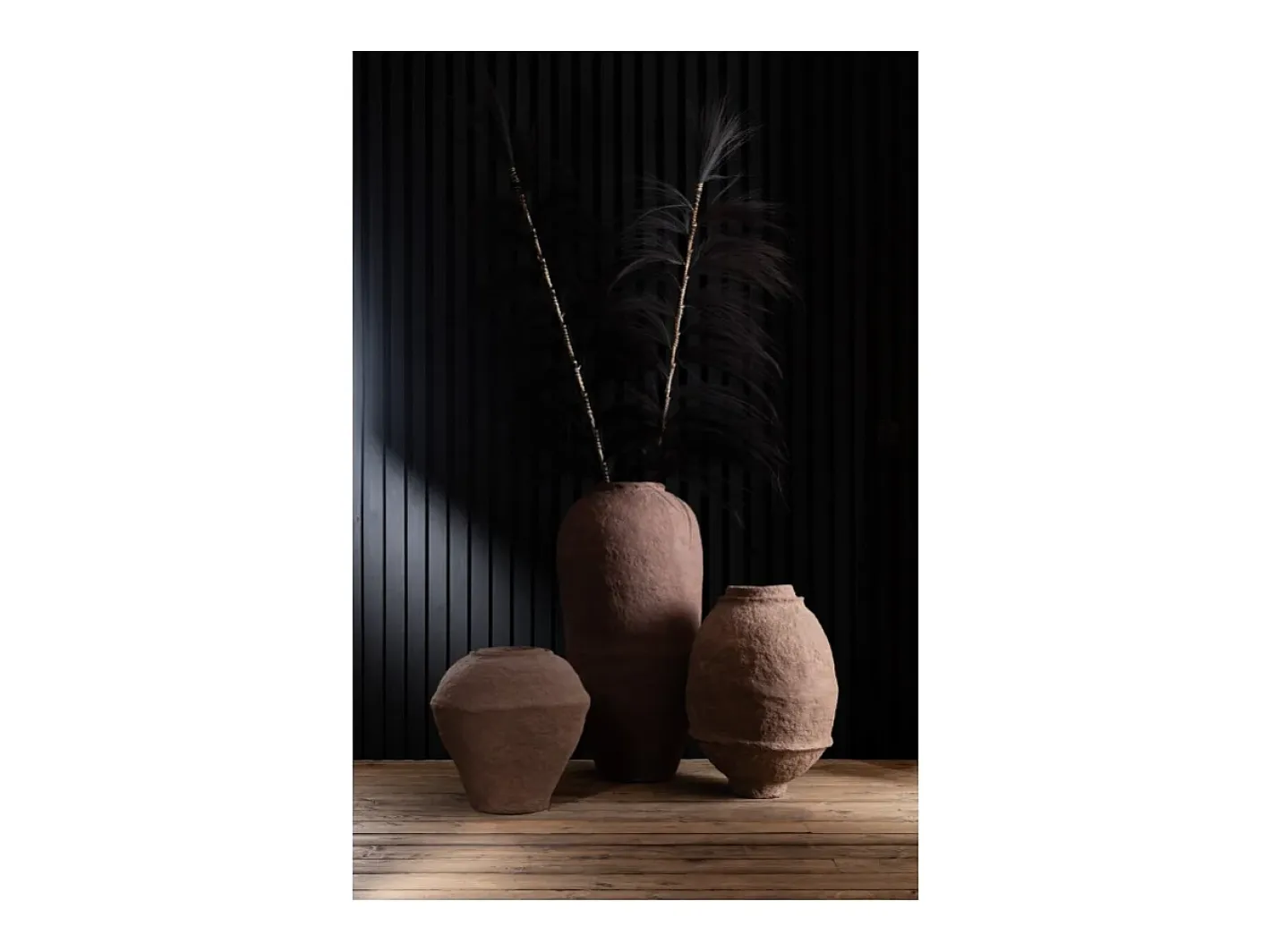 New J-Line Jarrón irregular de papel marrón 42x42x59 cm Marru00f3n
