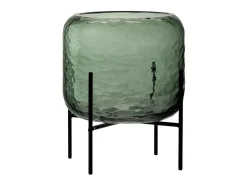 J-Line Jarrón-Jarrón irregular sobre base de metal en vidrio 20x20x25 cm Verde