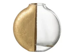 J-Line Jarrón Loa de cristal transparente 15x3,5x15,5 cm Dorado Clearance