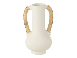 New J-Line Jarrón ánfora de terracota 20x20x35 cm Blanco