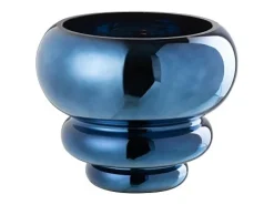 J-Line Jarrón o portavelas de cristal Belu 15,5x15,5x13,5 cm Azul Sale