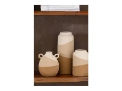 Hot J-Line Jarrón oreja de cerámica /marrón claro 16x16x19 cm Beige