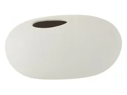 J-Line Jarrón ovalado de cerámica mate de 25x15x13cm Blanco New