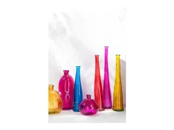J-Line Jarrón-Jarrón ovalado de vidrio fucsia 34x34x73 cm Rosa