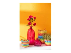 J-Line Jarrón-Jarrón ovalado de vidrio fucsia 34x34x73 cm Rosa