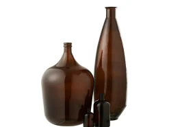 J-Line Jarrón ovalado de vidrio marrón 27x27x81 cm Marru00f3n