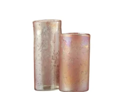 J-Line Jarrón ovalado de vidrio 13x8x25 cm Rosa Hot