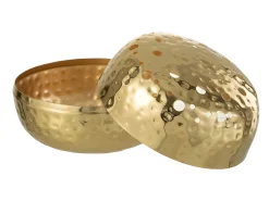J-Line Jarrón-Jarrón redondo con agujeros de metal 23x23x9 cm Dorado