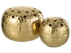 J-Line Jarrón-Jarrón redondo con agujeros de metal 15x15x9 cm Dorado