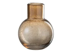 Sale J-Line Jarrón redondo con cuello de vidrio marrón 15x15x19 cm Marru00f3n
