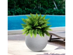 Clearance Jarrón redondo de resina en forma de esfera Botticelli para plantas de interior y exterior, 40x33 cm Beige