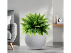 Clearance Jarrón redondo de resina en forma de esfera Botticelli para plantas de interior y exterior, 40x33 cm Beige