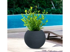 Hot Jarrón redondo de resina en forma de esfera Botticelli para plantas de interior y exterior, 40x33 cm Gris