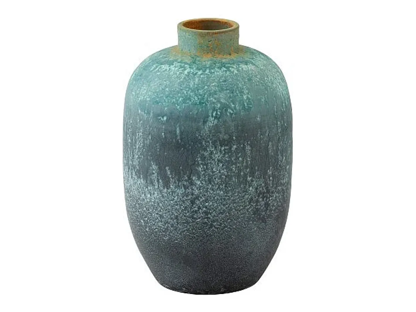 J-Line Jarrón-Jarrón vintage de cerámica azul 33.5x33.5x50.5 cm Azul turquesa