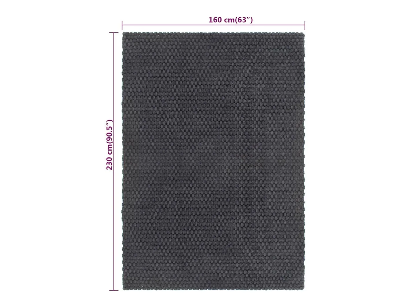 Garden Furniture Jochem Alfombra rectangular algodón antracita 160x230 cm Gris antracita New