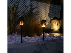 Lumisky Iluminación Exterior-Juego de 2 antorchas con efecto de llama H70CM MAITY Negro