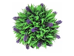 Planta Artificial-Juego de 2 bolas artificiales de boj con lavanda de 28 cm Verde