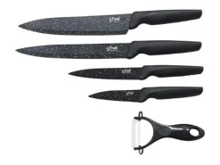 5five Juego de 5 Cuchillos de Acero Inoxidable con Efecto Moteado Secret de Gourmet Negro Sale