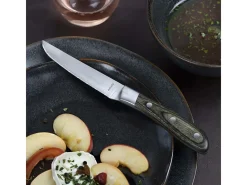 Amefa Cubierto-Juego de 4 cuchillos de carne Achille Bois de pakka de Plateado