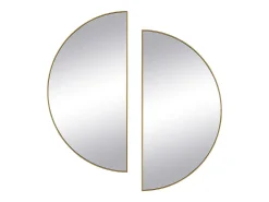 Sale OZAIA Juego de 2 espejos semicirculares design de metal - Ancho 50 x Alt. 100 cm - - GAVRA Dorado