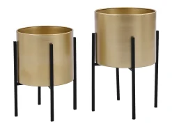 Online OZAIA Juego de 2 macetas con patas de metal - Dorado y negro - 2 medidas - EDMEE Negro / Dorado