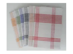 Mantelería-Juego de 6 Paños de Cocina 100% Algodón 50x70 cm a Cuadros con Asa Práctica Multicolor