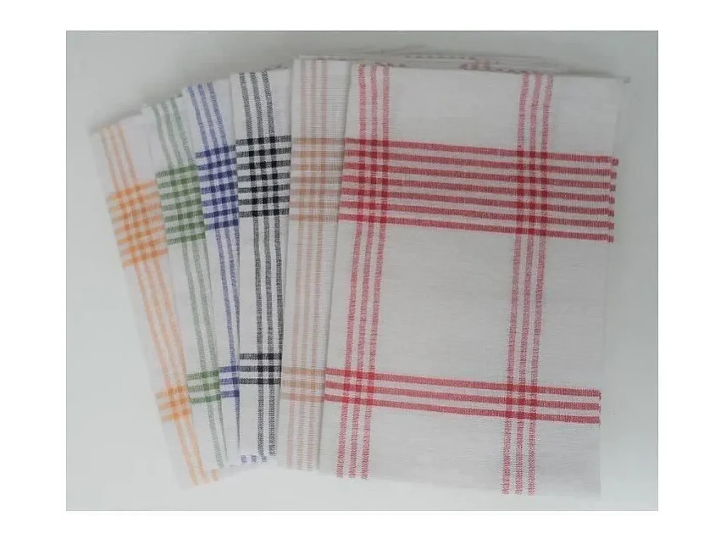 Mantelería-Juego de 6 Paños de Cocina 100% Algodón 50x70 cm a Cuadros con Asa Práctica Multicolor