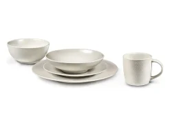 MEDARD DE NOBLAT Vajilla-Juego de 6 Platos de Ensalada y Pasta Stone Marfil 19 cm - Colección Médard de Noblat Blanco