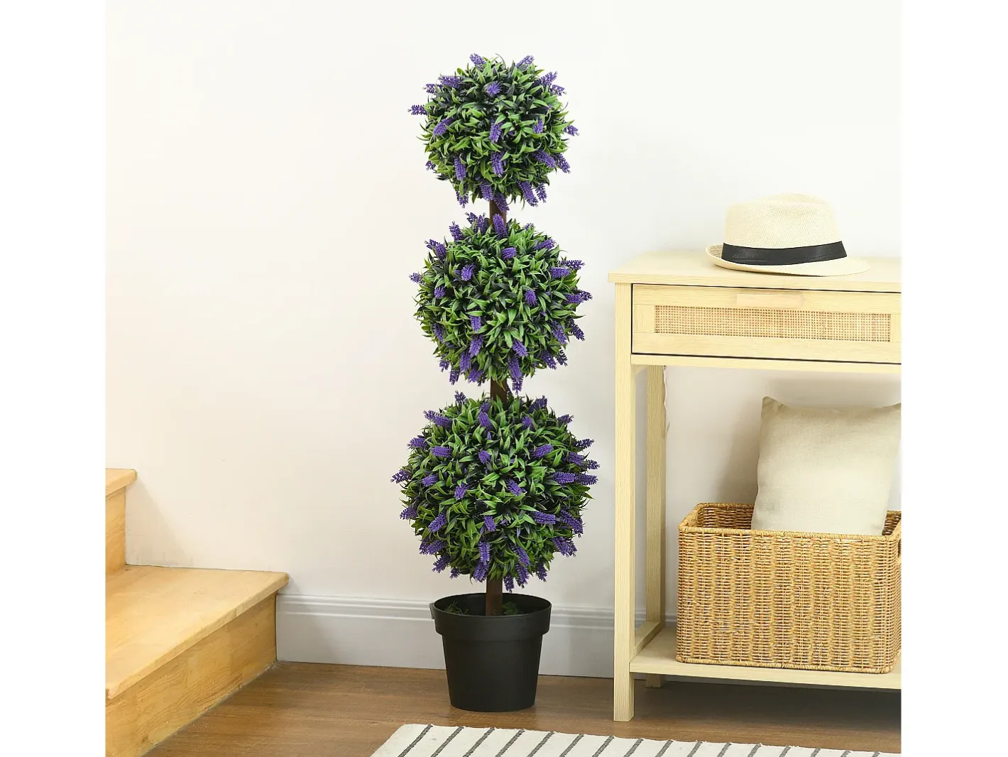 Hot Juego de 2 árboles de lavanda artificiales, resistentes a los rayos UV, de plástico, color (20 x 20 x 110 cm) Verde
