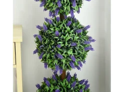 Hot Juego de 2 árboles de lavanda artificiales, resistentes a los rayos UV, de plástico, color (20 x 20 x 110 cm) Verde