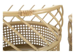 Best Juego de 2 soportes para macetas redondos de metal y ratán Panama Beige