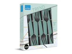 Amefa Juego de 6 Tenedores para Pastel Mate Felicity - Acero Inoxidable - Colección Martillada Negro