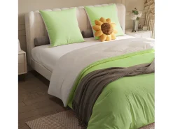 Juego de cama de 3 piezas, incluye 2 fundas de almohada (80 x 80 cm), una sábana bajera (140 x 200 cm) y una funda nórdica (140 x 210 cm), , poliéster. Verde New