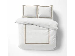 Douceur d'intérieur Juego de cama de 3 piezas de algodón y lino 240 x 220 cm Blanco Best