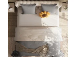 Juego de cama de 3 piezas, funda de almohada*2 (80x80), sábana ajustable (140x200) + funda nórdica (140x210), oscuro + claro, poliéster Gris