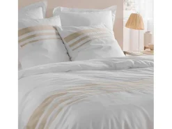 Outlet Douceur d'intérieur Juego de cama de algodón con acabado de lino 240 x 220 cm Blanco