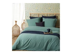 Atmosphera Juego de cama de gasa de algodón liso 240 x 220 cm Verde New