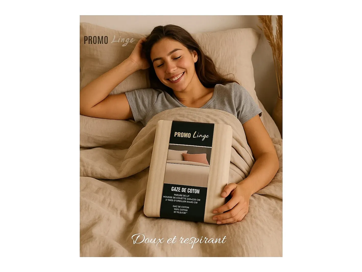 Promo Linge Ropa De Cama-Juego de cama de gasa de algodón 240 x 260 cm Terracota