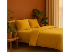 Sale Promo Linge Juego de cama de gasa de algodón 240 x 220 cm Amarillo