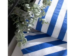 Discount Today Juego de cama de rayas veraniegas - 240 x 220 cm - Matrimonial - Algodón estampado a rayas Azul