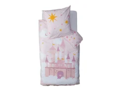 Atmosphera for Kids Ropa De Cama-Juego de cama infantil "castillo" 140 x 200 cm Rosa