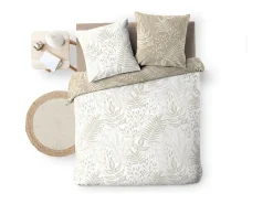 Douceur d'intérieur Juego de cama reversible Cassia 240x220 cm en algodón 100% Oeko-Tex con motivo floral con 2 fundas de almohada 63x63 cm Beige Outlet