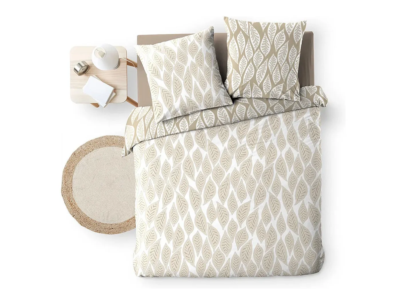 Discount Douceur d'intérieur Juego de cama reversible 240 x 220 cm Beige