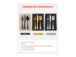 Sale Juego de Cubiertos SucceBuy Juego de Cubiertos de Acero Inoxidable de 60 Piezas, para 12 Personas, para Cocina.